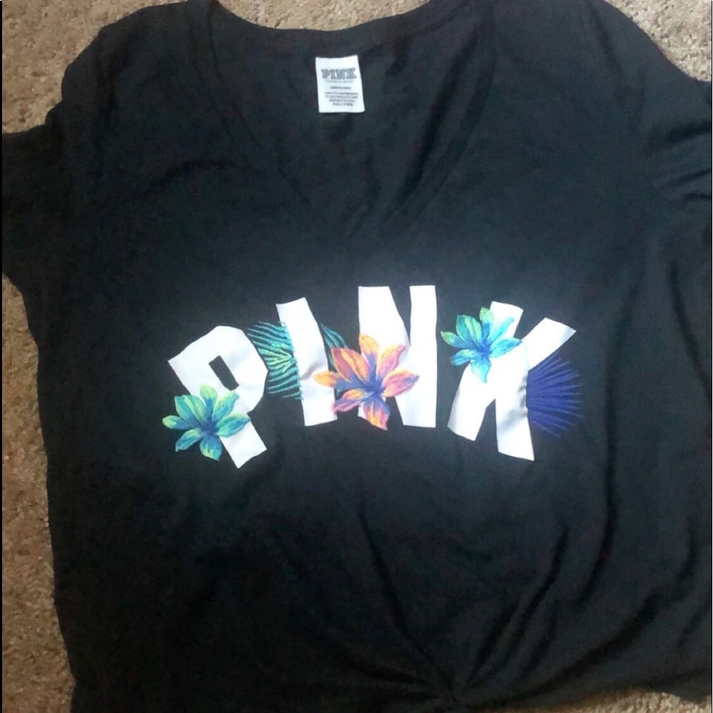PINK v neck crop top